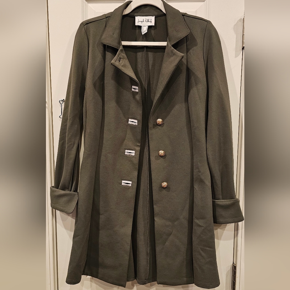 141 - Military Chic Olive Green Double-Breasted Joseph Ribkoff Coat